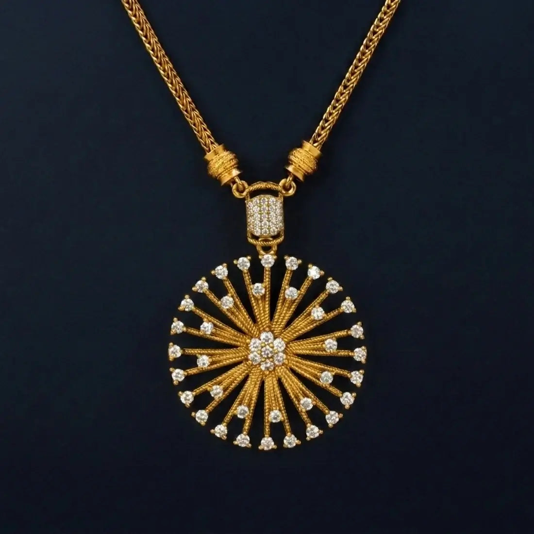 Victorian Antique Gold Dandelion Pendant Necklace