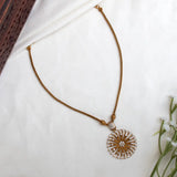 Gold Plated Dandelion Design Stone Pendant Necklace