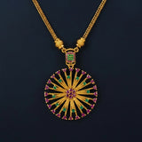 Gold Plated Dandelion Design Stone Pendant Necklace