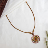 Gold Plated Dandelion Design Stone Pendant Necklace