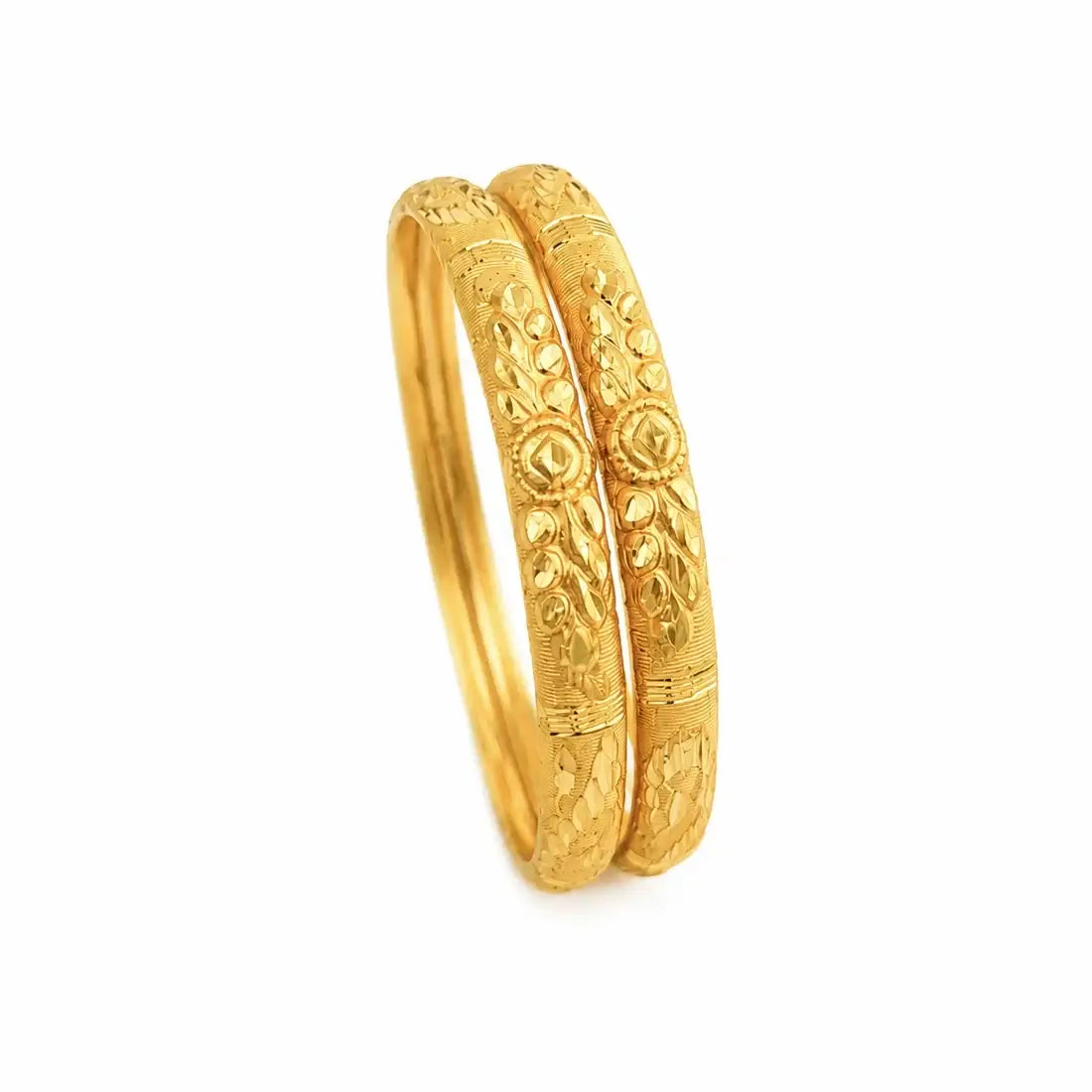 Gold Plated Traditional Floral Design Bangles
