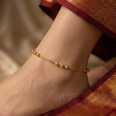 Gold-Plated-Designer-Three-Beads-Thin-Box-Chain-Anklets_1