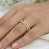 Gold Plated Two Line CZ Stone Finger Ring