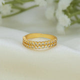 Gold Plated Two Line CZ Stone Finger Ring