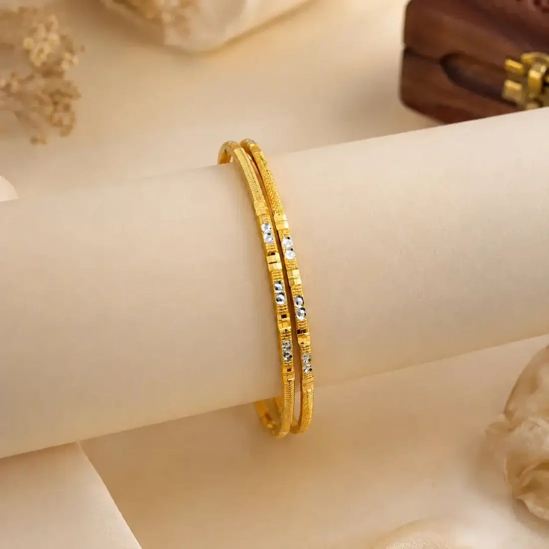 Gold and Rhodium Plated Dual Tone Bangles