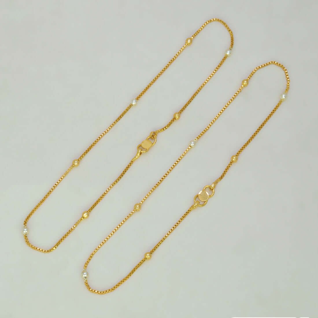 Gold Plated Dual Tone Kilukkam Ball Anklets