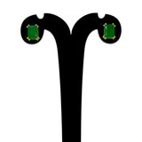 Gold Plated Emerald Stone Stud Earrings