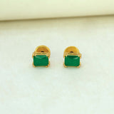 Gold Plated Emerald Stone Stud Earrings