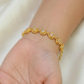 Gold Plated Floral CZ Stone Chain Bracelet