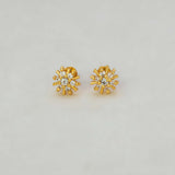 Gold Plated Floral CZ Stud Earrings