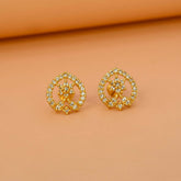 Stunning Gold Plated Floral Heart CZ Stud Earrings