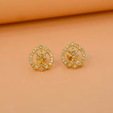 Stunning Gold Plated Floral Heart CZ Stud Earrings