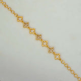 Gold-Plated Floral Design CZ Stone Bracelet