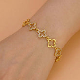 Gold-Plated Floral Design CZ Stone Bracelet