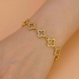 Gold-Plated Floral Design CZ Stone Bracelet