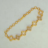 Gold-Plated Floral Design CZ Stone Bracelet