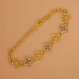 Gold-Plated Floral Design CZ Stone Bracelet