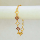 Gold-Plated Floral Design Ruby Stone Bracelet