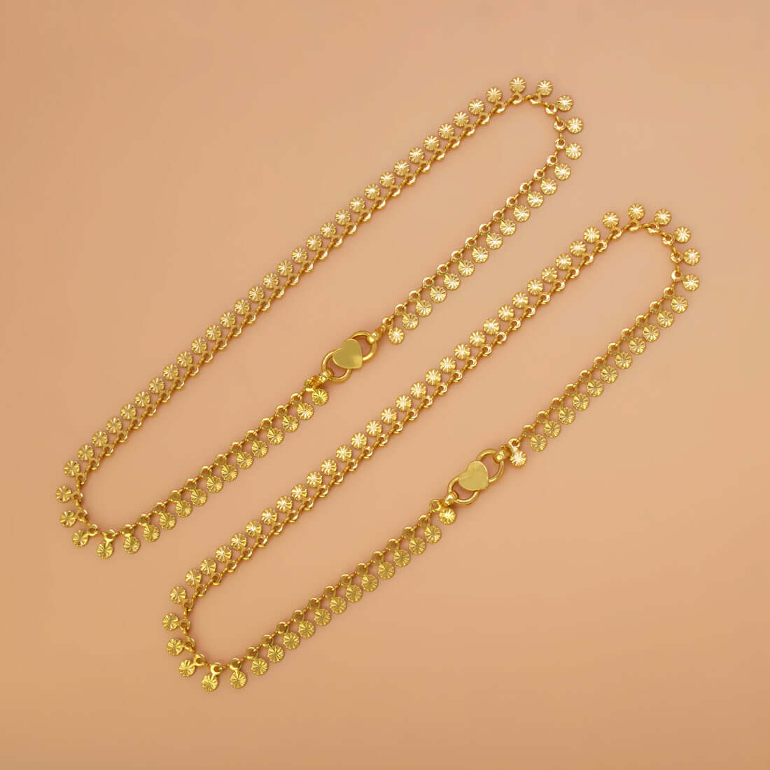 Gold-Plated Floral Disc Drop Chain Anklet