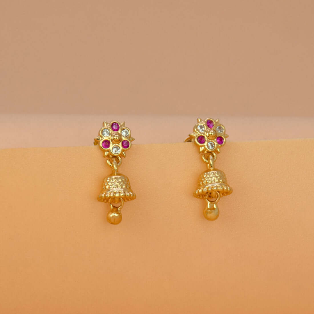 Gold-Plated-Floral-Jhumka-Second-Stud-Earrings