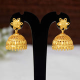 Traditional Gold Plated Filigree Jhumka Earrings showcasing intricate design and elegant bead details.