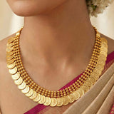 Classic South Indian Gold Plated Head Kasu Necklace