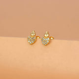 Gold-Plated-Heart-CZ-Second-Stud-Earring