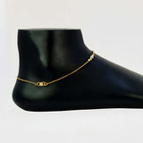 Gold Plated Kilukkam Dual Tone Bead Chain Anklet