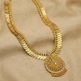 Gold Plated Lakshmi Kashu Model Cz Long Chain Haram