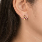 Exquisite Designer Gold Plated Stone Ear Studs