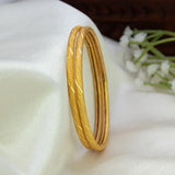 Gold-plated MC Textured Pipe Bangles showcasing refined engraved patterns and subtle diagonal accents on a delicate gold finish.