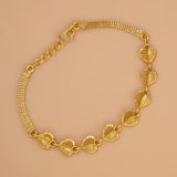Gold-Plated Mesh Heart Triple Kilukkam Chain Bracelet