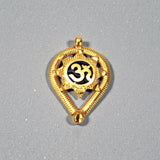 Gold Plated Om Engraved Blue Enamel Thali Pendant