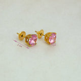 Gold-Plated-Pink-Stone-Stud-Earrings