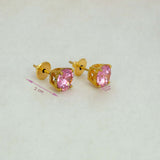 Gold-Plated-Pink-Stone-Stud-Earrings