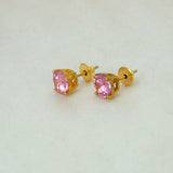 Gold-Plated-Pink-Stone-Stud-Earrings