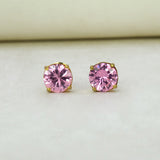 Gold-Plated-Pink-Stone-Stud-Earrings