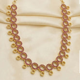 Gold Plated Premium Fashion Round Design Ruby Necklace