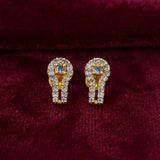 Gold Plated Purple CZ Stone Stud Earrings featuring a contemporary design with a halo effect, perfect for elegant everyday wear.