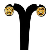 Gold-Plated-Round-Floral-CZ-Stud-Earrings