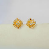 Gold-Plated-Round-Floral-CZ-Stud-Earrings