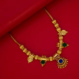 Gold-Plated-Ruby-Palakka-Beaded-Kasu-Necklace