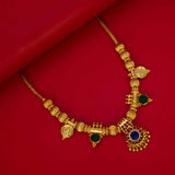 Gold-Plated-Ruby-Palakka-Beaded-Kasu-Necklace