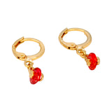 Stylish Gold Plated Red Crystal Hoop Earrings