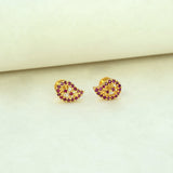 Stunning Gold Plated Ruby Stone Mango Paisley Ear Studs