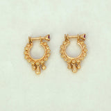 Gold-Plated-Ruby-Stone-Studded-Hoop-Earrings