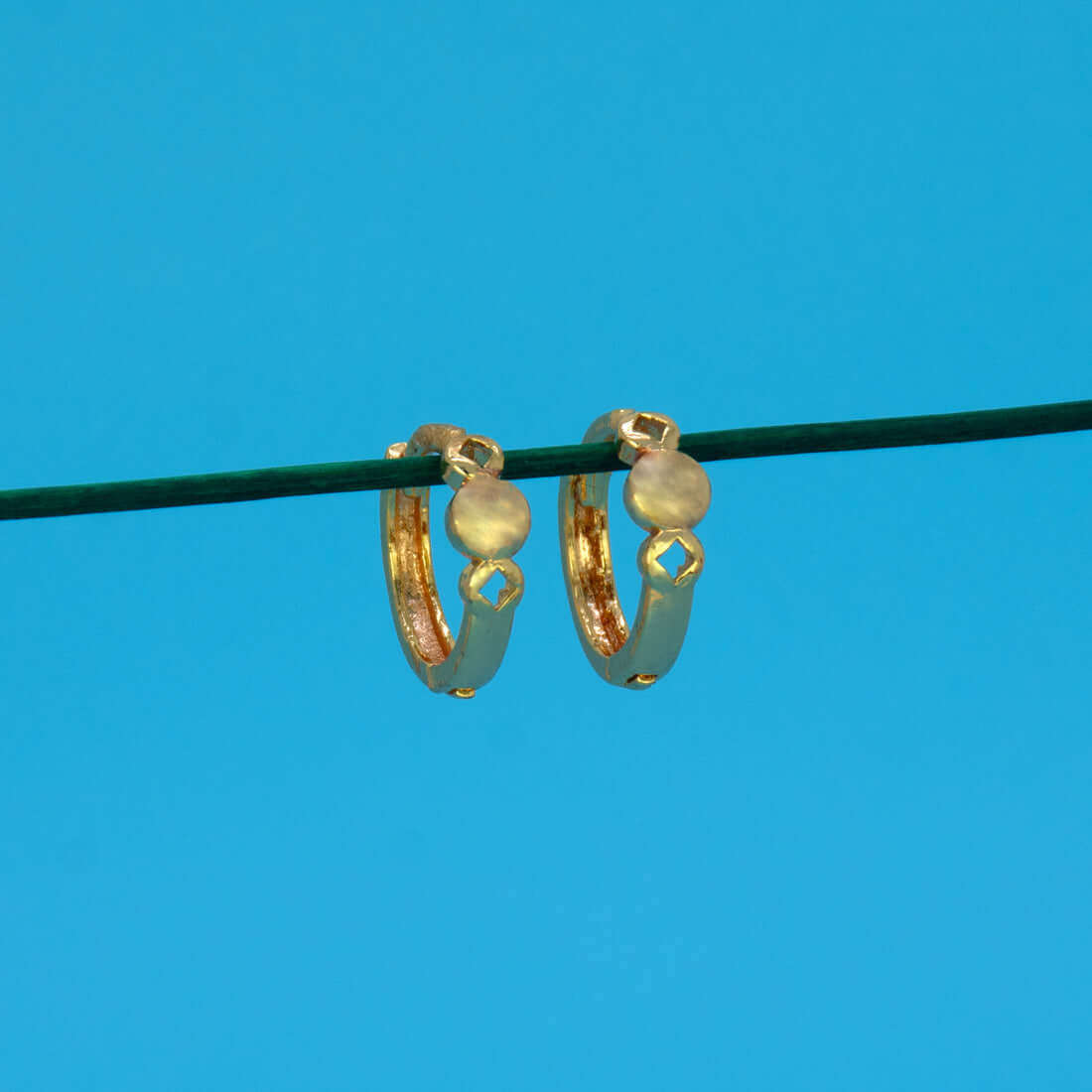 Gold-Plated-Simple-Round-Stud-Hoop-Earrings