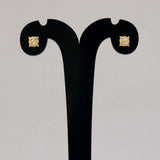 Gold Plated Square Design CZ Stud Earrings