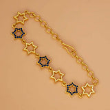 Gold Plated Star Design Blue Sapphire Stone Bracelet