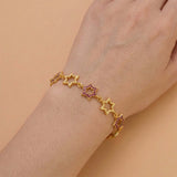 Gold Plated Star Design Ruby Stone Bracelet